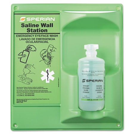 Honeywell Saline Eye Wash Wall Station, 16 oz Bottle, 1 Bottle/Station 32-000460-0000-H5